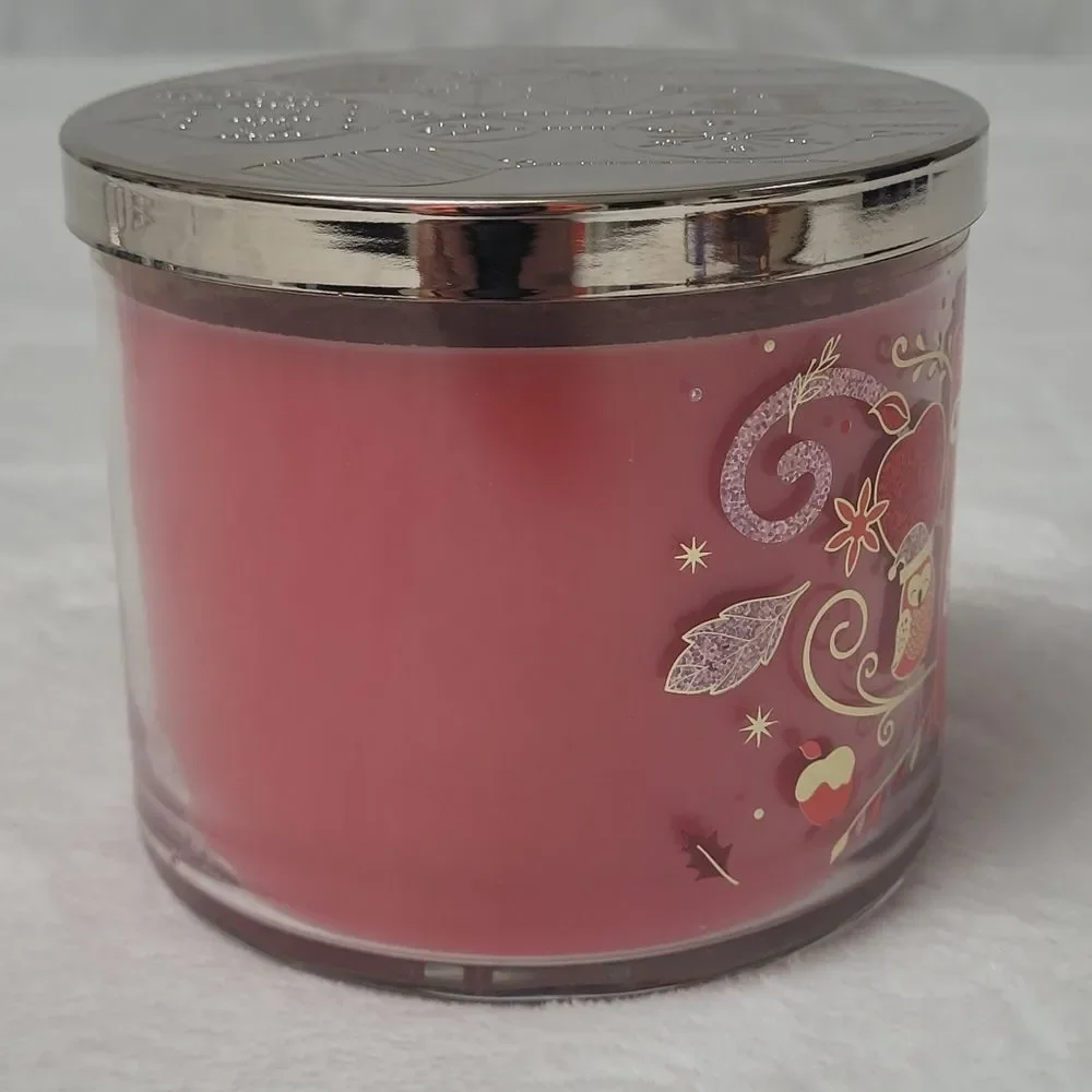 BBW 3 Wick Candle Winter Candy Apple WCA 14.5 Oz Christmas Ornament Lid New